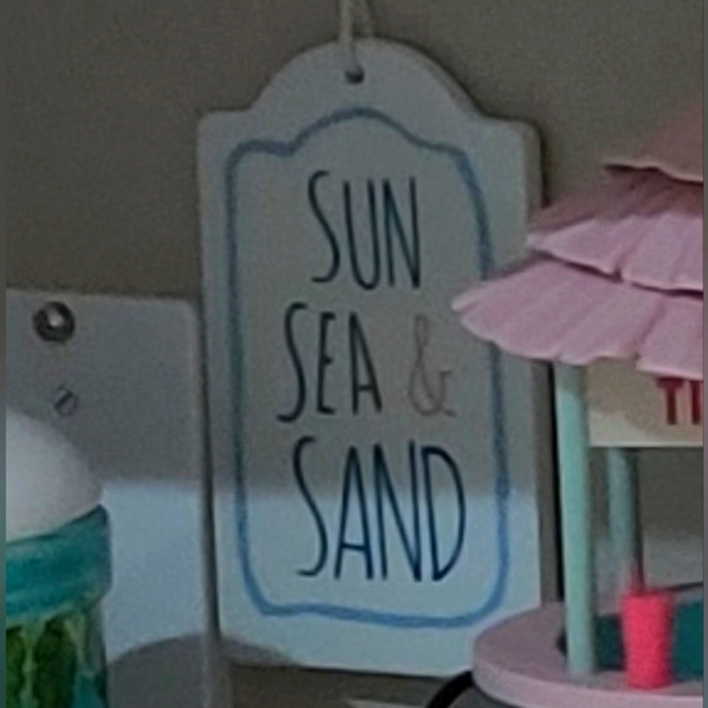 Sun Sea And Sand Small Ceramic Beach Sign Hanging Summer Decor